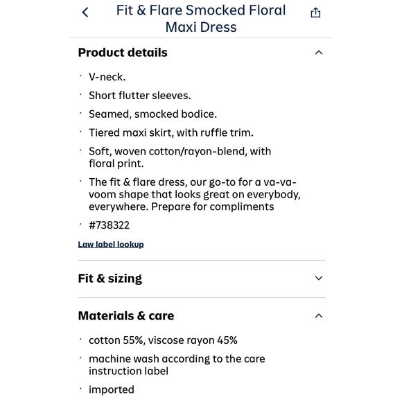 Old Navy Fit & Flare Smocked Floral Maxi Dress Womens Small Mauve Pink Spring - Picture 7 of 7
